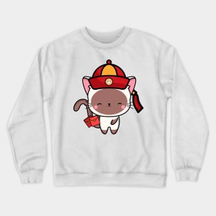 Cute White Cat ready for lunar new year Crewneck Sweatshirt